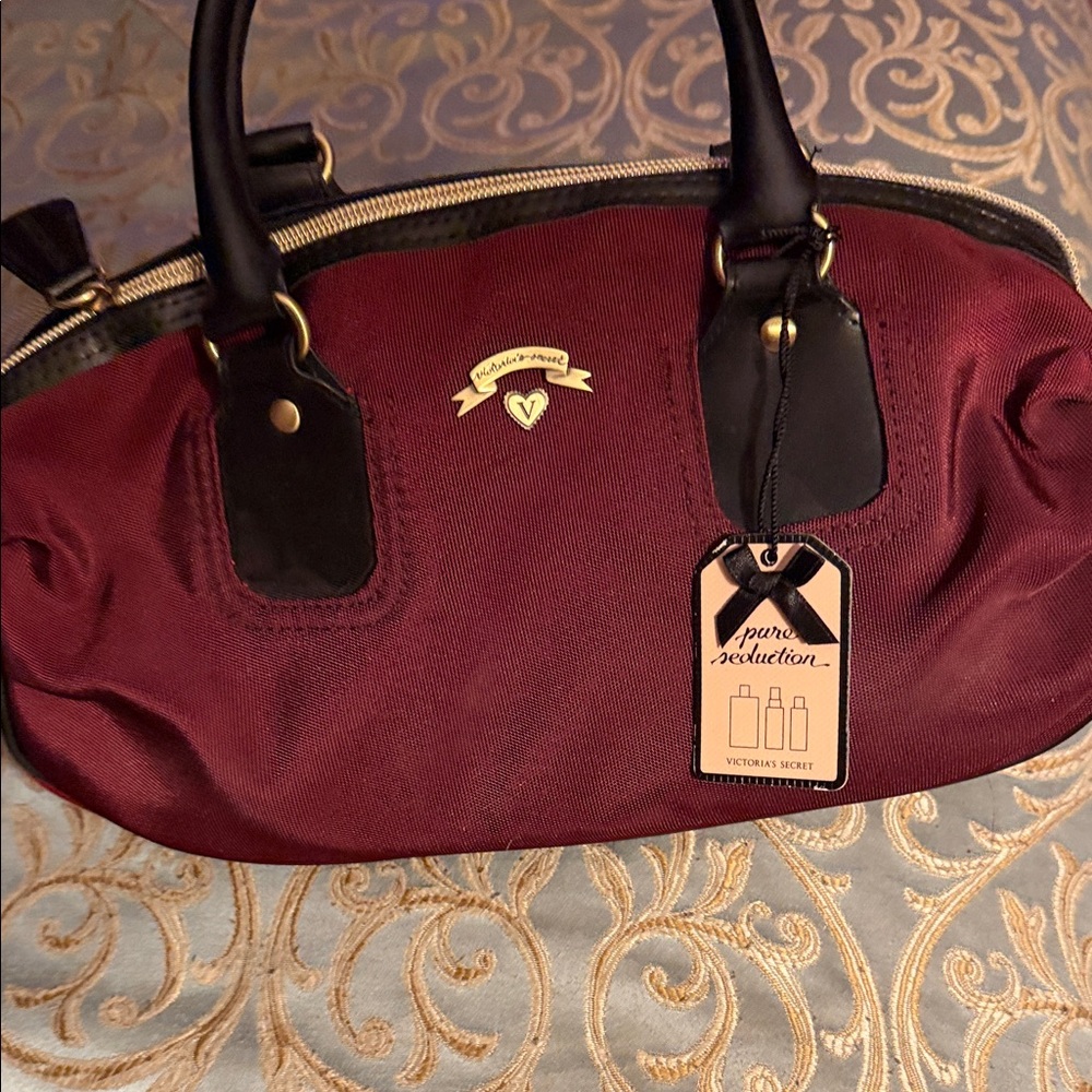 Victoria's Secret Maroon and Black Tote